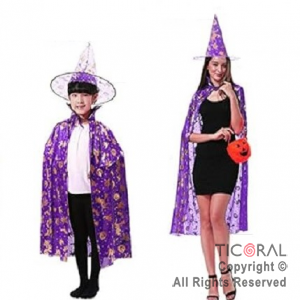 SET DE BRUJA SOMBRERO Y CAPA VIOLETA X 1